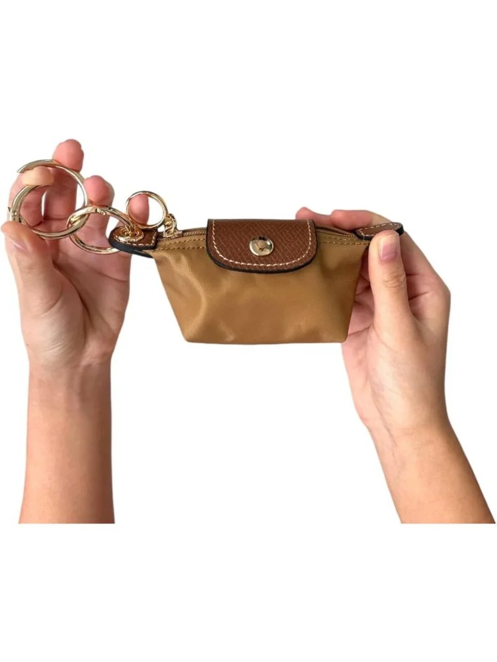 Stylish Mini Keychain Pouch | Functional Coin Purse & Card Holder | Brown
